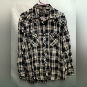 Cactus Black and White Plaid Casual Button Down Shirt